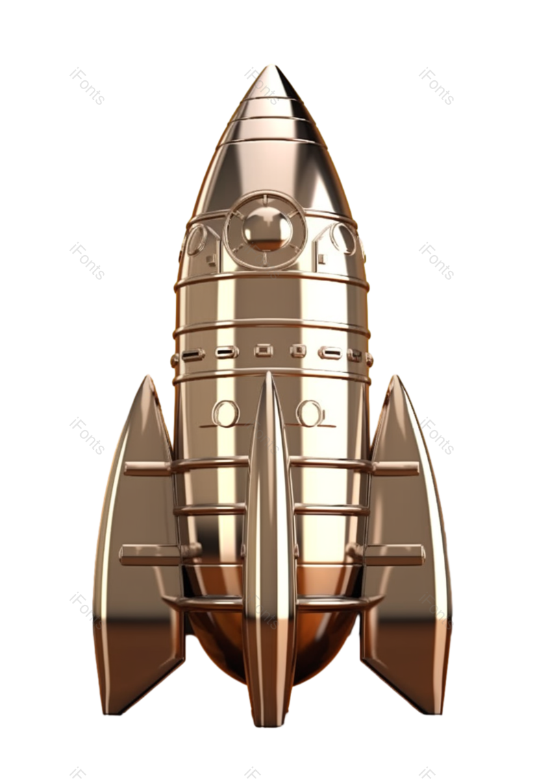 形状图片,科学元素,金属质感PNG,火箭免抠素材